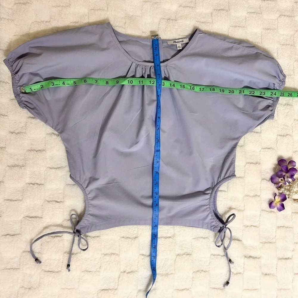 Madewell Boxy Puff Sleeve Blouse in Purple Size:XXS
